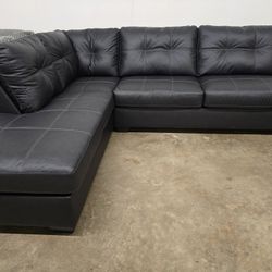 Black Leather Sofa - New