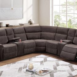 Corduroy Recliner Sectional Sofa 