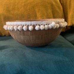 Wooden And Fringe Bowl