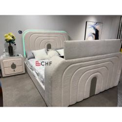 Queen  / King Size Bed Frame With Fire Place , Tv Lift 