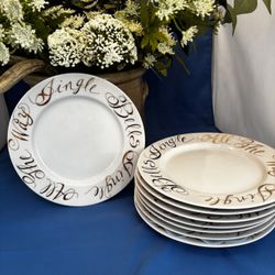 8 Inch China Christmas Dessert Or Canapé Plates