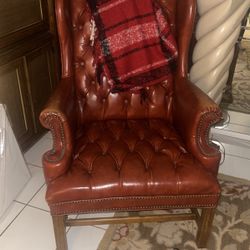 Orange, leather, authentic vintage Hitchcock chair