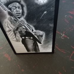 Jimi Hendrix Framed Poster B/W .
