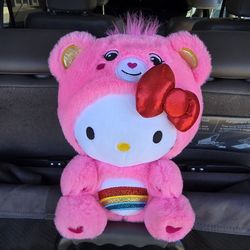 Hello Kitty Dressed As Cheer Bear Plush Toy, Soft Stuffed Animal Doll Toy, 9.8 inch