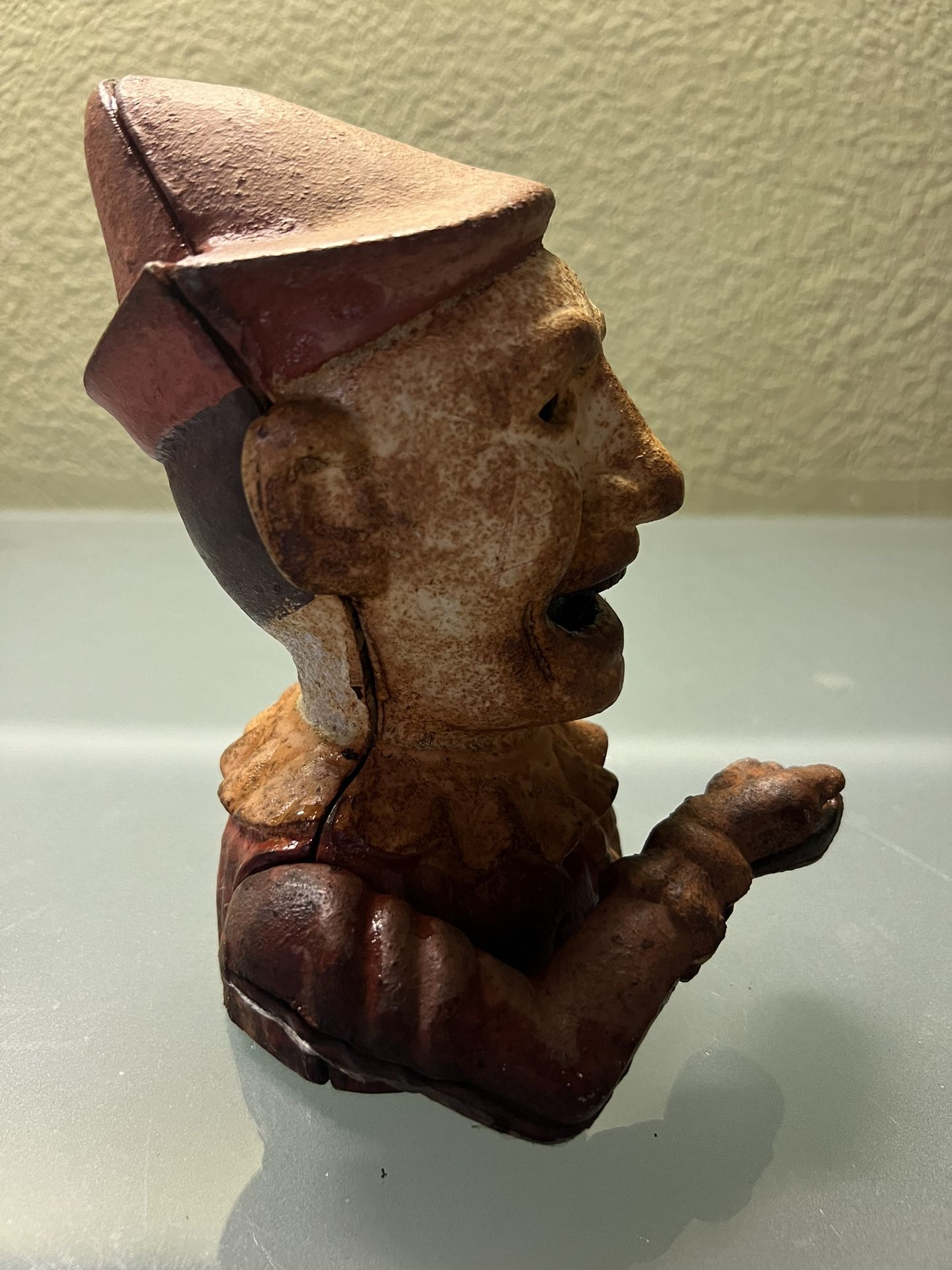 19 Century Original Painted Iron Clown Bank