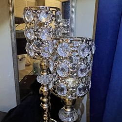 Gold Crystal Candle Holders Set of 2 – Glam Home Decor