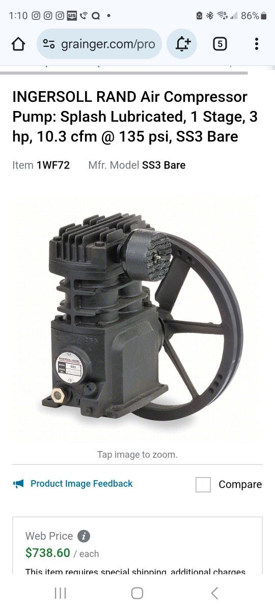 New In Box IR SS3 Air Compressor Pump