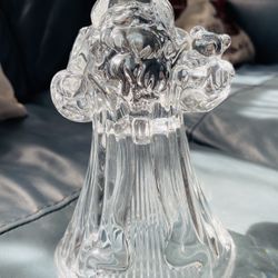 Vintage Crystal Santa Clause Candle Holder 7” Tall