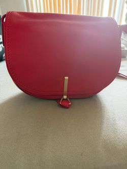 Red Leather Saddle Crossbody Bag