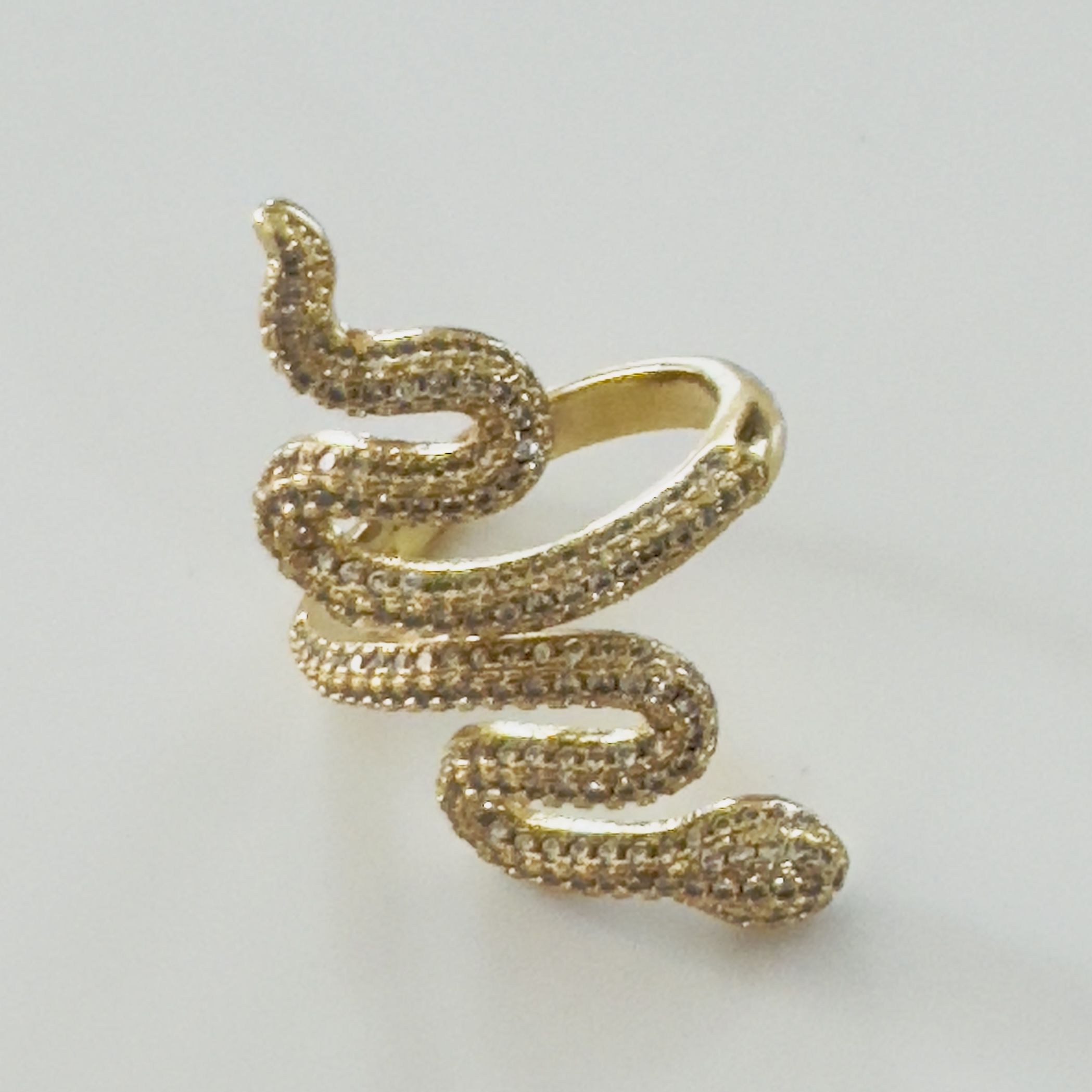 Snake Adjustable Ring. 14K Gold Plated. New