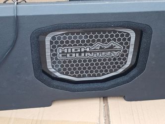 AUDIO DYNAMICS 10" subwoofers with custom built box for GM pick up truck.