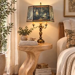 Vintage Brass Candelabra Lamp Rustic retro Granny Geometric shade  w/ Scenic Toile Shade – Hollywood Regency