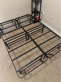 Full size foldable metal bed-frame
