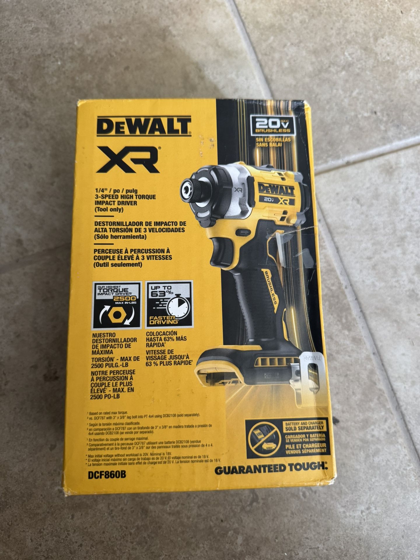 NEW Dewalt DCF860B 20V Max XR 1/4" 3-Speed High Torque Impact Driver Tool-Only-