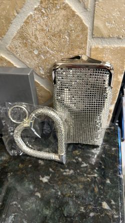 Cigarette purse with lighter holder with matching bling bling heart key chain NEW in box.