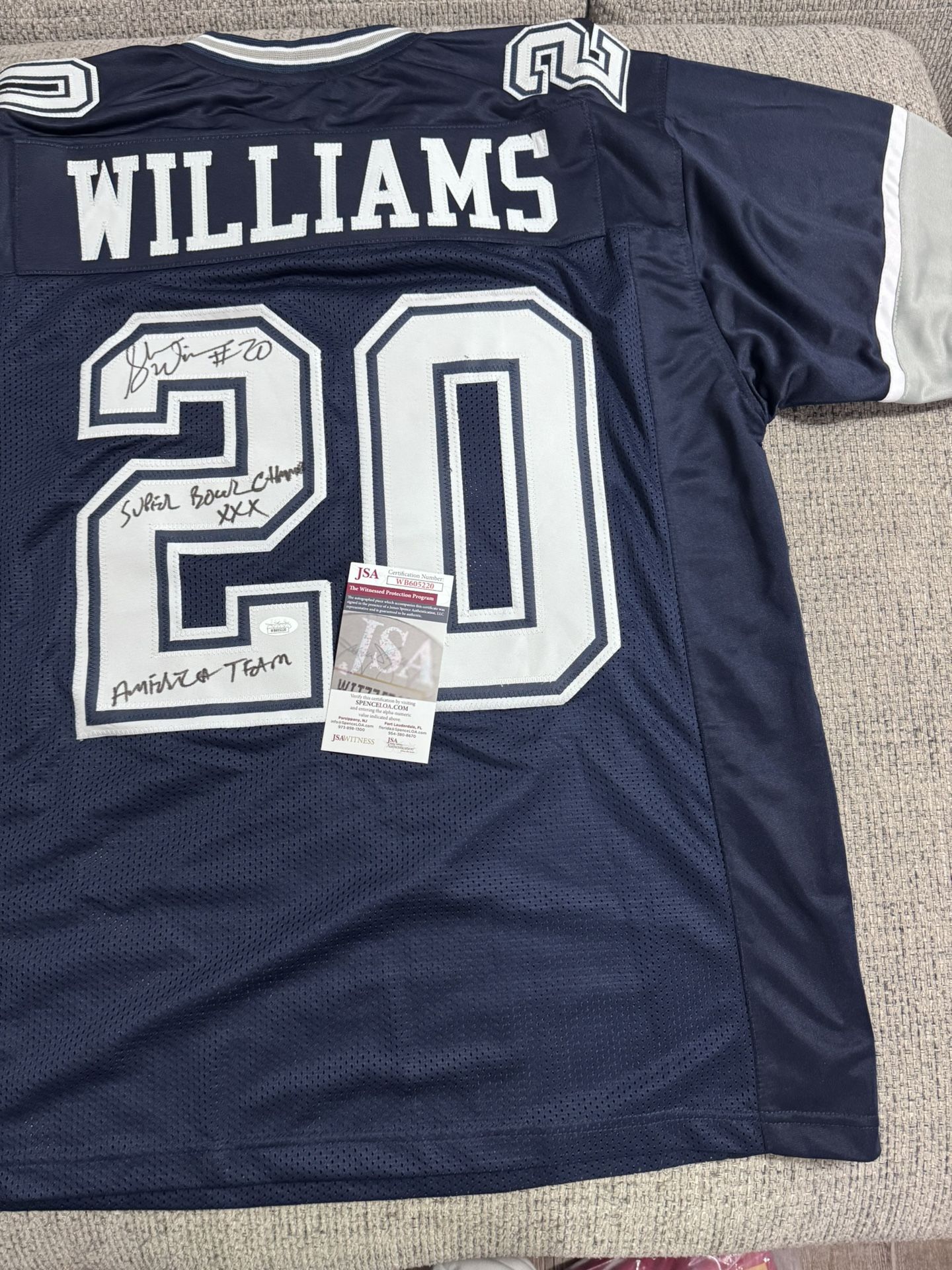 Sherman Williams Signed Autograph Custom Jersey - JSA Coa - Dallas Cowboys With Inscriptiom