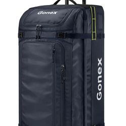 Gonex Rolling Duffle Bag with Wheels, 110L Water Repellent Large Wheeled Travel Duffel Luggage with Rollers 33 inch, Navy Blue