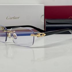Cartier Black Acetate Glasses Clear lens Buffalo Horn Sunglasses