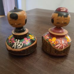 Vintage Kokeshi Wood Dolls