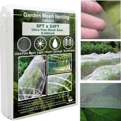 8ft x 24ft Ultra Fine Garden Mesh Netting Insect Protect Plant Cover NEW Sealed
