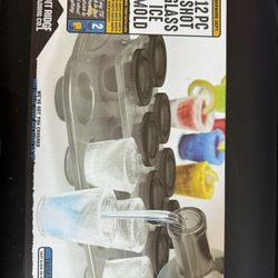 Shot Glass Ice Mold Flint Ridge Trading Co. Silicone tray w/ lids NEW