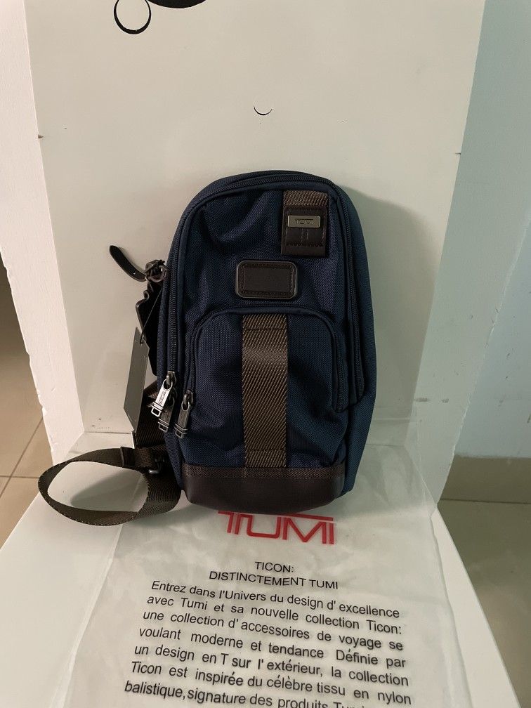 TUMl Blue Nylon Crossbody Sling Bag