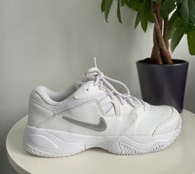 Women Size 9.5 Nike Court Lite 2 Whiten White Silver Tennis Shoes