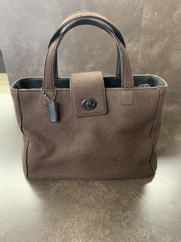 Coach Womens Tote Handbag D0K-8187 Wool Felt Leather Trim for Sale 