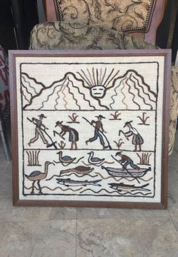 Crewel art in a Frame