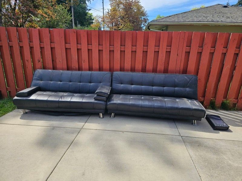 2 Black Sofa, Also Turn In To Bed