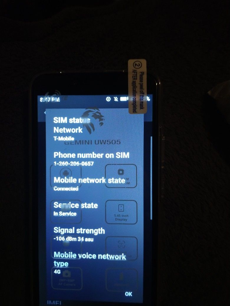 NEW GEMINI UW505 SMARTPHONE COMPATIBLE WITH ACCESS WIRELESS AND KROGER