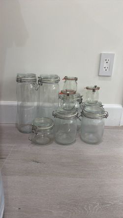 Glass Clamp Lid Storage Jars Set