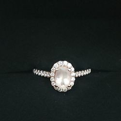 14 Karat Rose Gold Halo Bridal Engagement Ring 