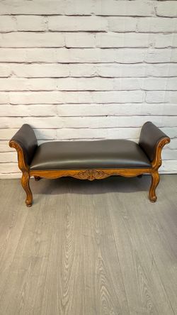 Brown Faux Leather Bench