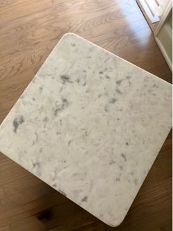 Wood and Marble Diamond Side Table