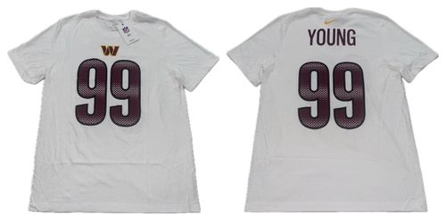 Nike Washington Commanders #99 Chase Young White T Shirt Mens Large New $40 MSRP