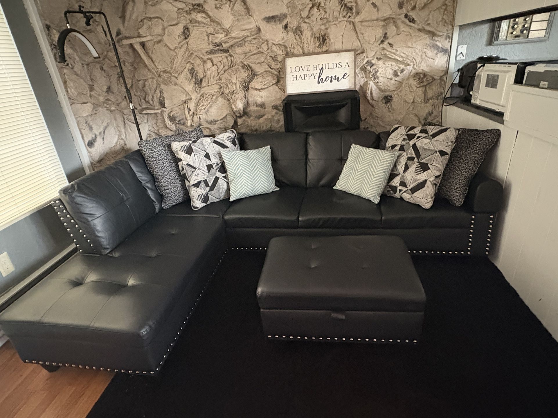 Black Leather Sectional Couch