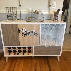 Modern Bar Cabinet w/ Wine Rack & Glass Storage!