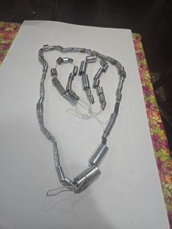 Silver Metal Cylinder Bead Necklace