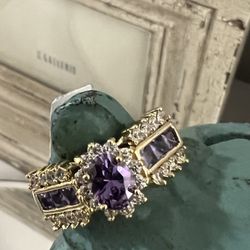 CZ Amethyst Gold Plated Ring 