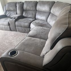 Gray Sectional With Recliners