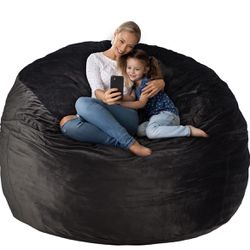 Bean Bag Chair: Giant 5' Memory Foam Furniture Bean Bag Chairs for Adults with Microfiber Cover - 5Ft,Black