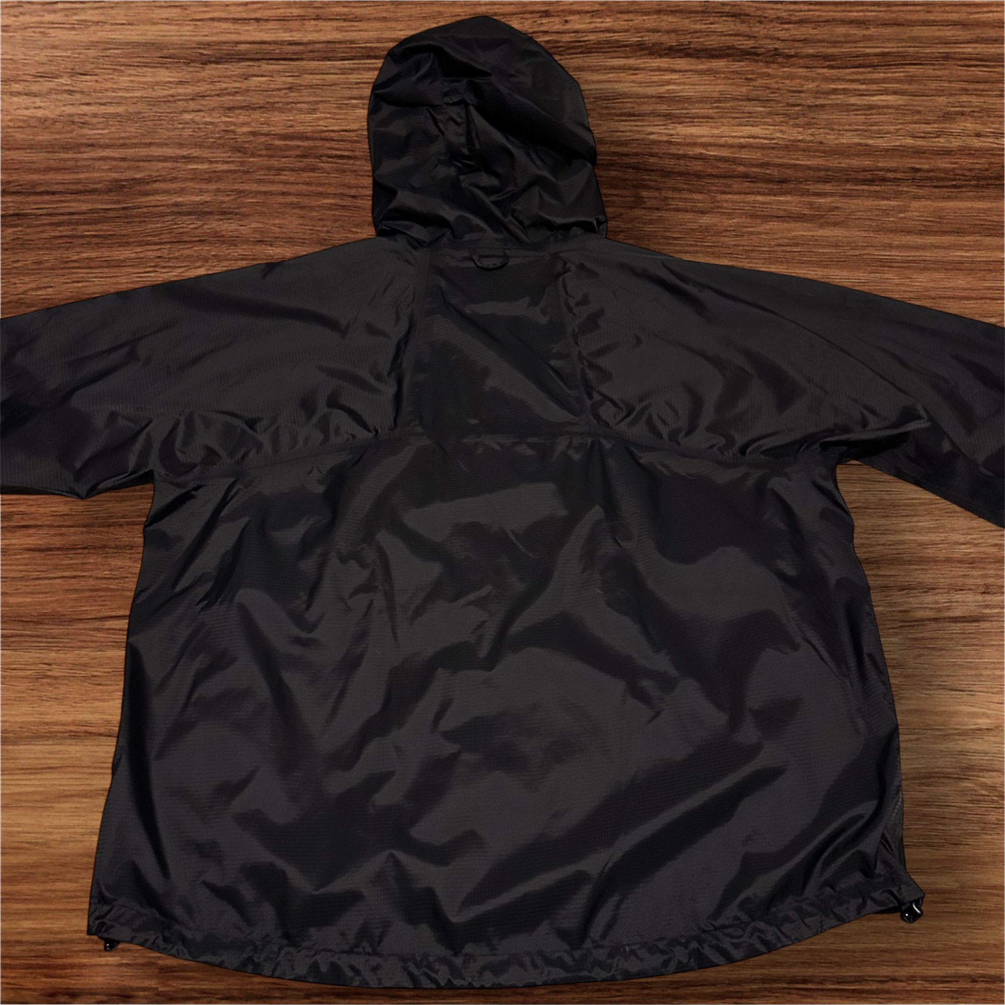 Rugged Exposure Rainwear waterproof packable black rain jacket with hood men's Large