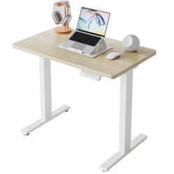 HUANUO 32" Small Electric Standing Desk Adjustable Height, 4 Memory Height Settings, Sit Stand Up Desk for Home Office & Computer Workstation, LightWa