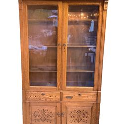 Vintage Solid Wood Display Cabinet — Project Piece (As-ls)