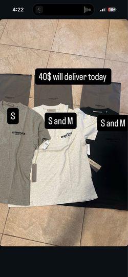 Essential t shirts sizes shown on picture