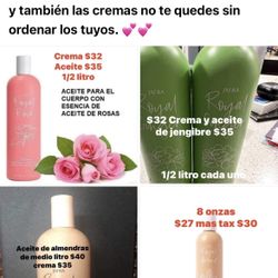 Jafra Creams And Oils 1/2 Liter Each 