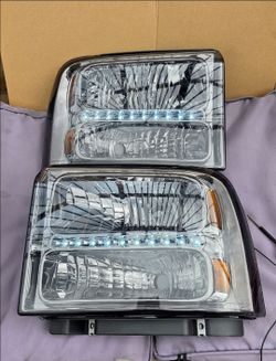 05-07 Ford F250 F350 F450 F550 LED DRL Projector Headlights Luces Focos Micas Faros Faroles Headlamps