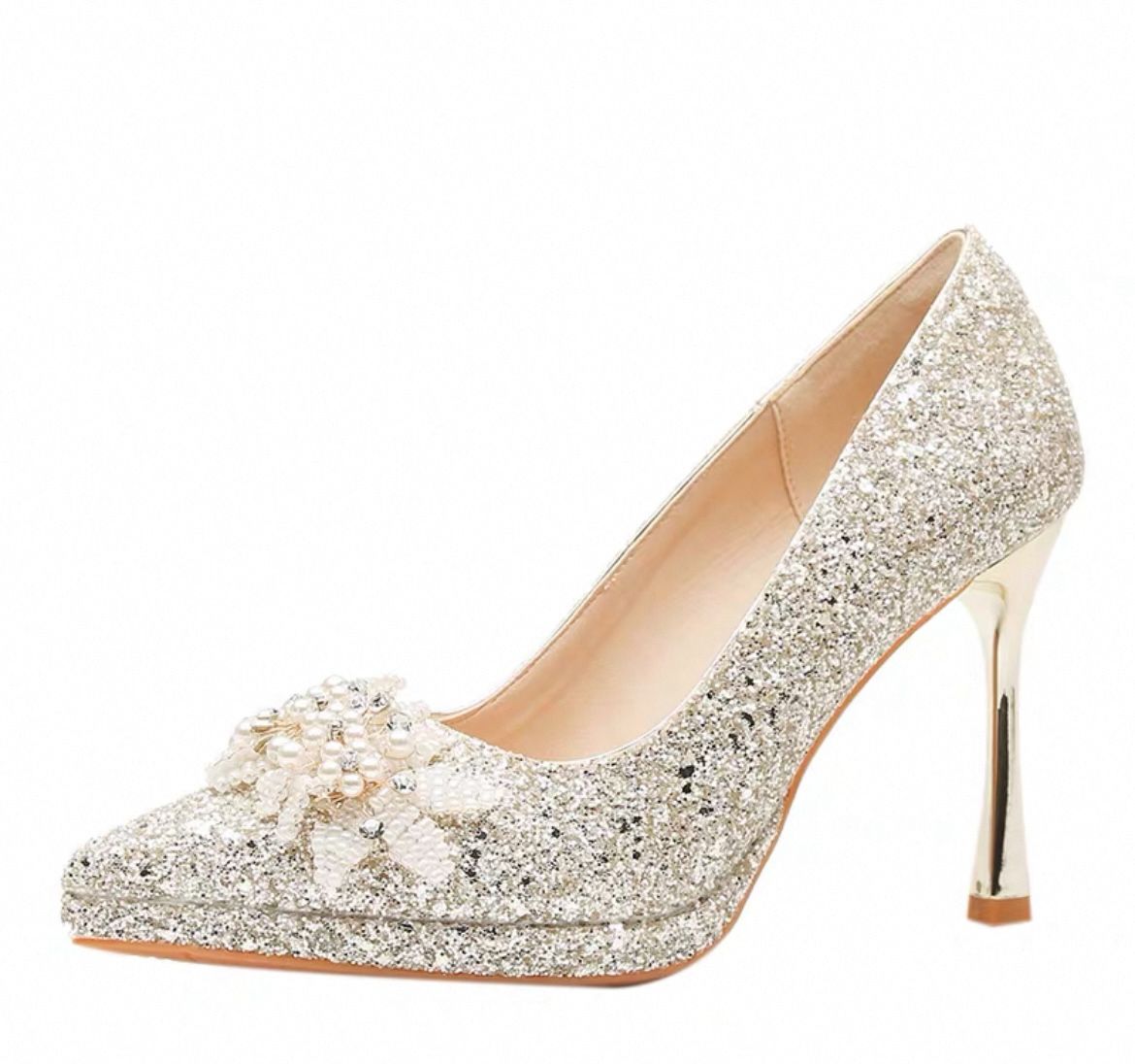 Sparkly Gold Heels - Perfect for Graduation, Wedding - Like New!
