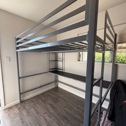 Metal Loaf Bed Frame With Desk 